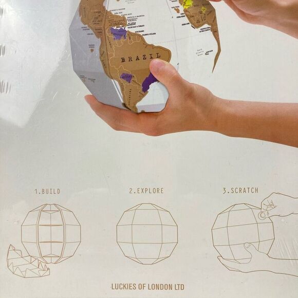 Scratch Globe Luckies of London New Sealed Box Travel Tracking Map Novelty Gift - Picture 2 of 8